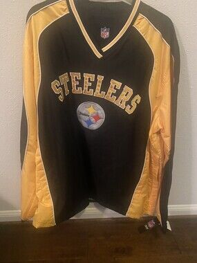 New NFL Pittsburgh Steelers Nylon Pullover Yellow Crewneck Size XXL